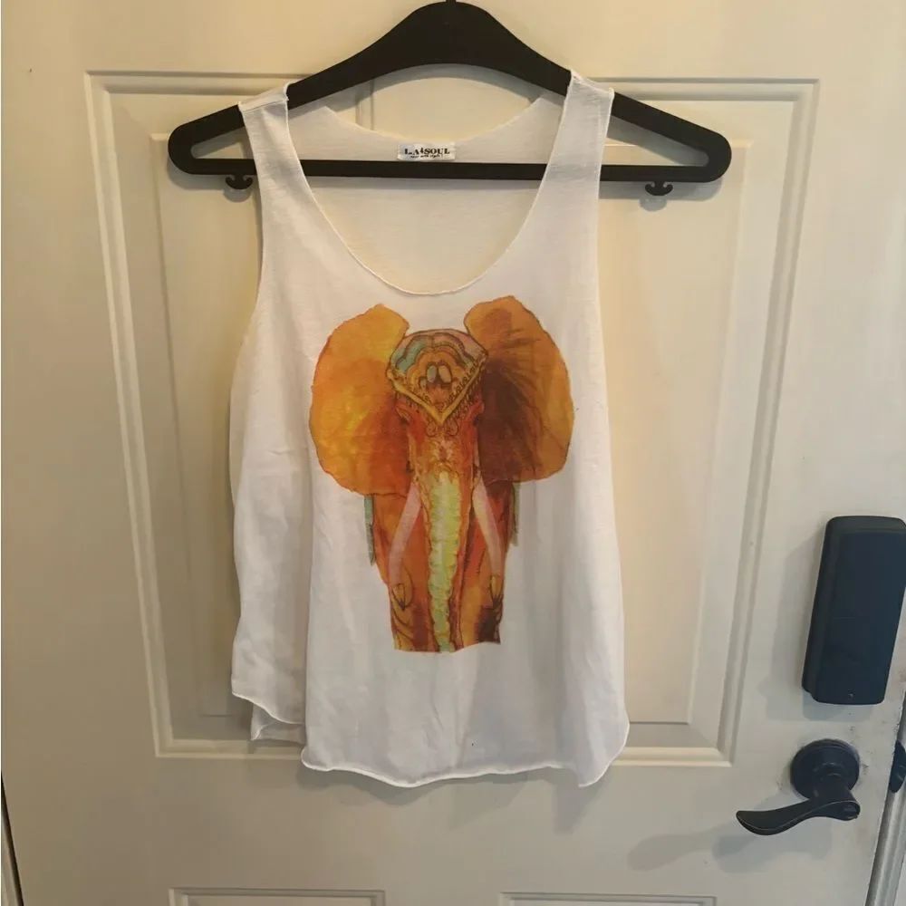Elephant Graphic White Tank Top - Picture 3 of 8